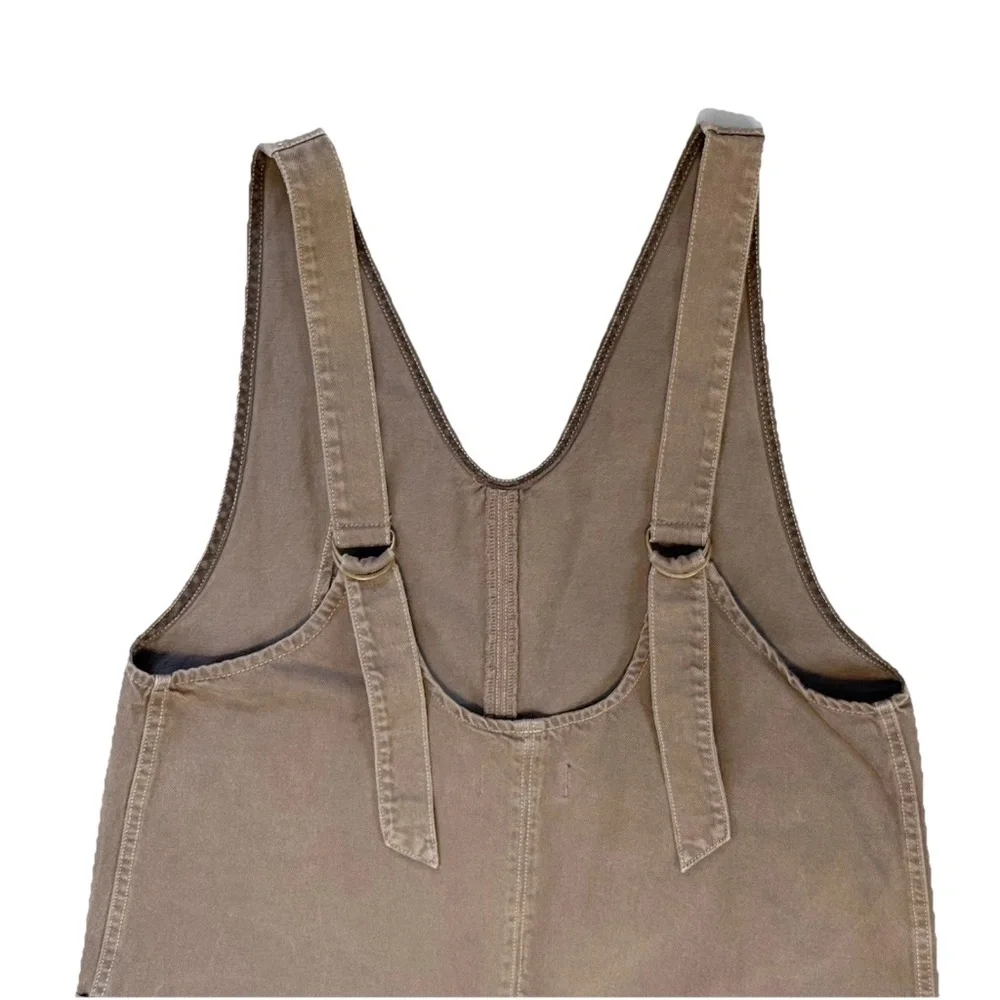 We The Free High Roller Shortall Size M Brown Denim Cotton Overalls Free People - Picture 9 of 14